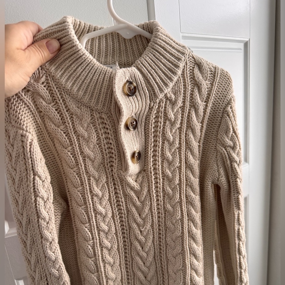 🌸GAP 5-T Cable Knit Beige Sweater Boys - Picture 2 of 9